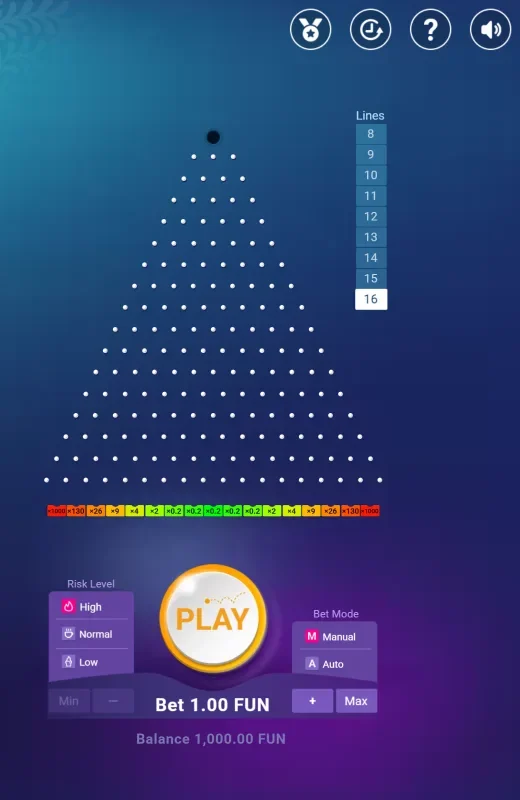BGaming: sixteen lines, High, centre 0.2× and edges 1,000×